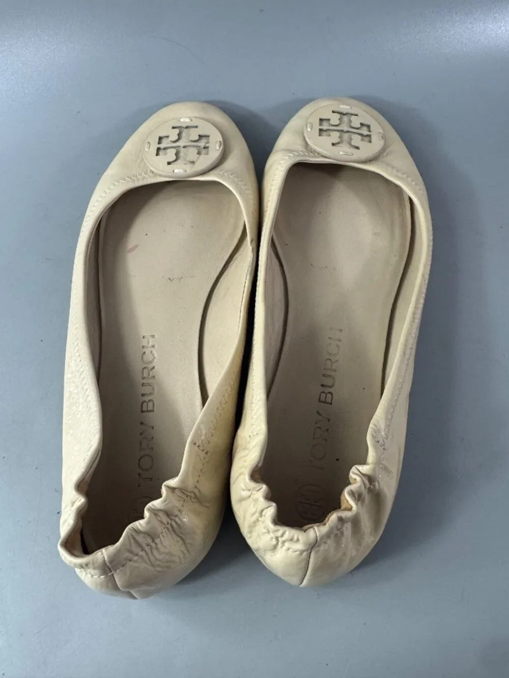 Tory Burch Neutral Patent Leather Ballet Flats, Size 10 M